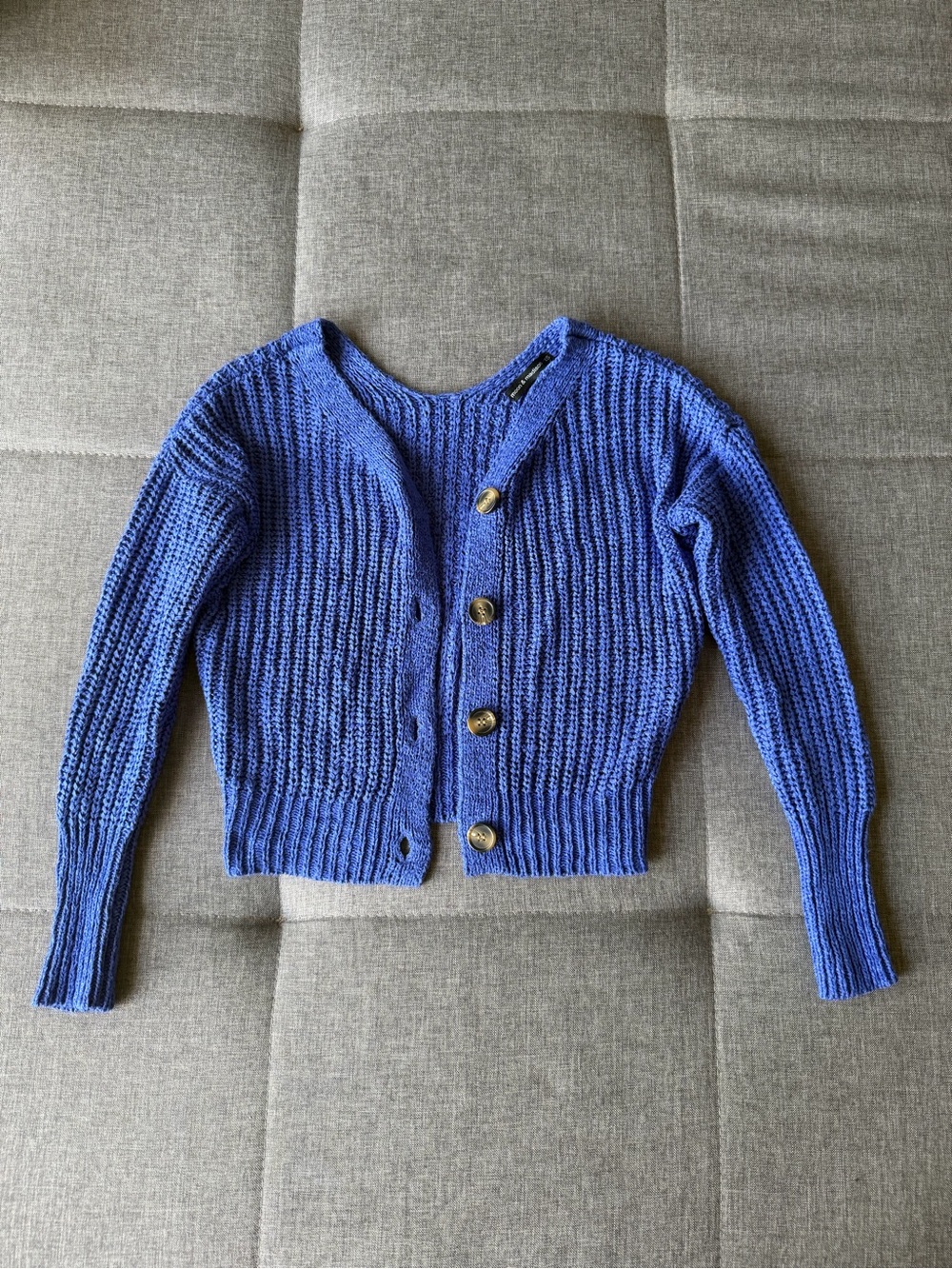 Royal Blue Chunky Knit Button-Front Cardigan